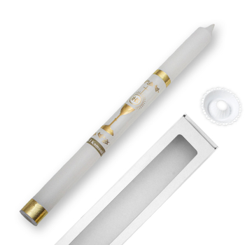 Świeca do Pierwszej Komunii Świętej ręcznie zdobiona Gromnica z pudełkiem