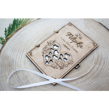 Prezent Drewniana Kartka na Chrzest Pamiątka Chrztu Świętego Personalizacja